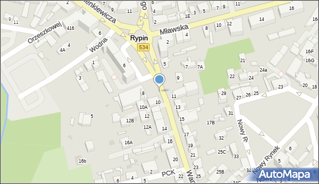Rypin, Wodna, 3a, mapa Rypin