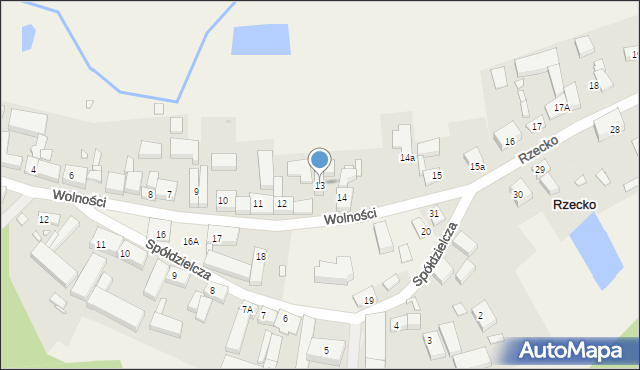Rzecko, Wolności, 13, mapa Rzecko