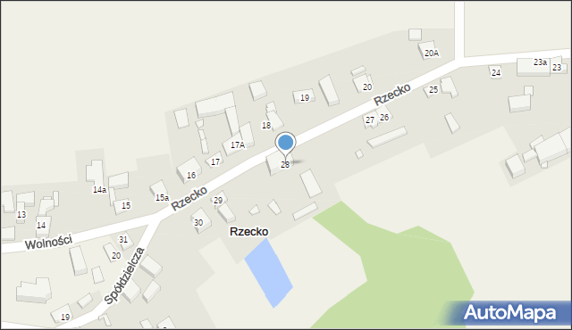 Rzecko, Wolności, 28, mapa Rzecko