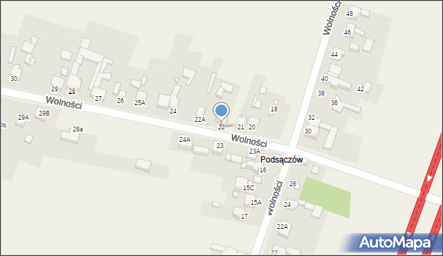 Sączów, Wolności, 22, mapa Sączów