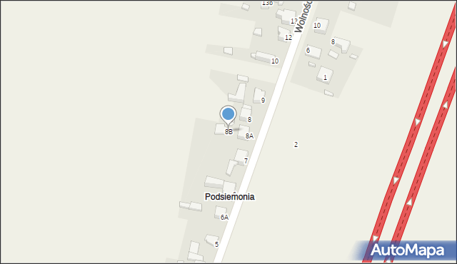 Sączów, Wolności, 8B, mapa Sączów