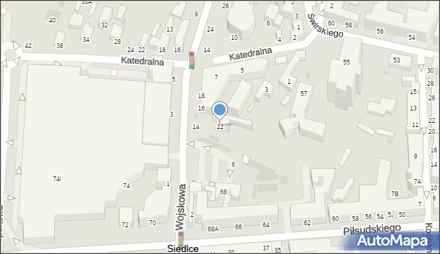 Siedlce, Wojskowa, 12, mapa Siedlce