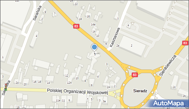 Sieradz, Wojska Polskiego, 5, mapa Sieradz