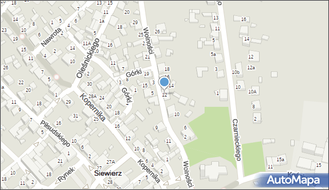 Siewierz, Wolności, 12, mapa Siewierz