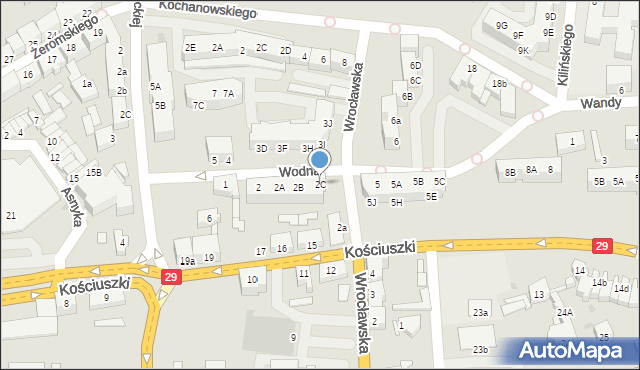 Słubice, Wodna, 2C, mapa Słubice