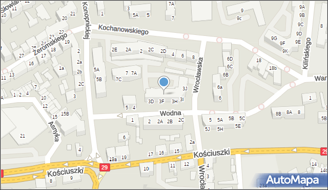 Słubice, Wodna, 3b, mapa Słubice