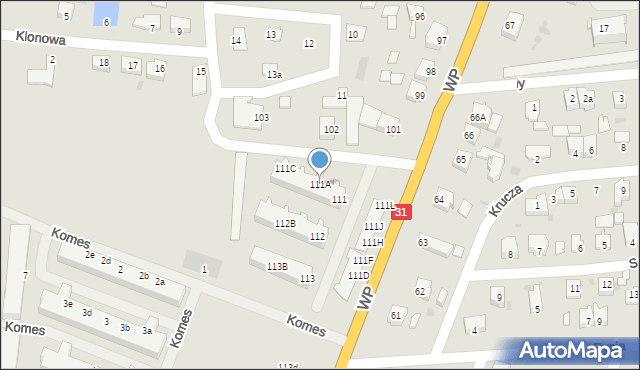 Słubice, Wojska Polskiego, 111A, mapa Słubice