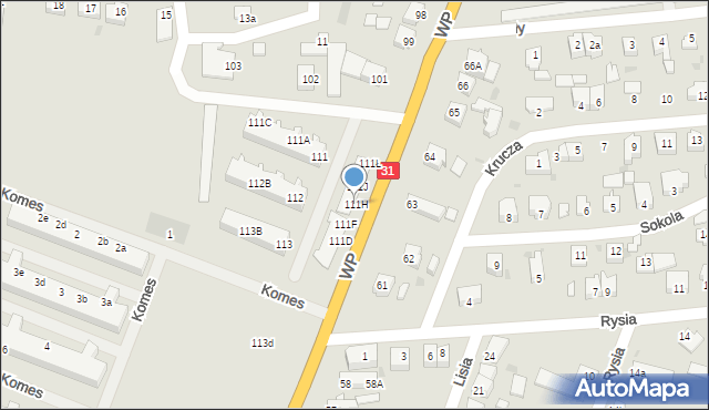 Słubice, Wojska Polskiego, 111H, mapa Słubice