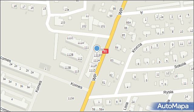 Słubice, Wojska Polskiego, 111J, mapa Słubice