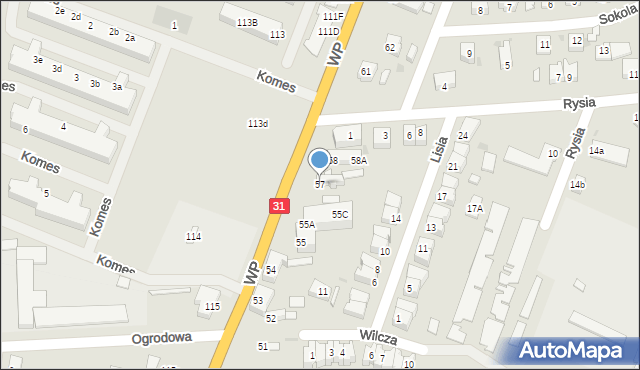 Słubice, Wojska Polskiego, 57, mapa Słubice