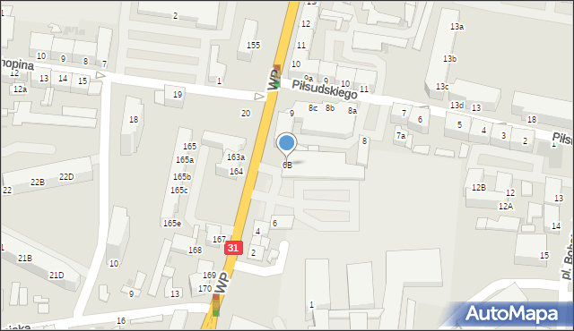 Słubice, Wojska Polskiego, 6B, mapa Słubice