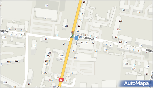 Słubice, Wojska Polskiego, 9, mapa Słubice