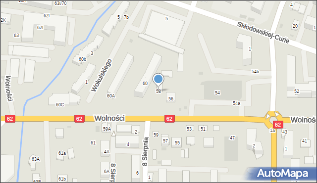 Sokołów Podlaski, Wolności, 58, mapa Sokołów Podlaski
