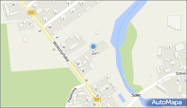 Solec, Wolsztyńska, 40A, mapa Solec