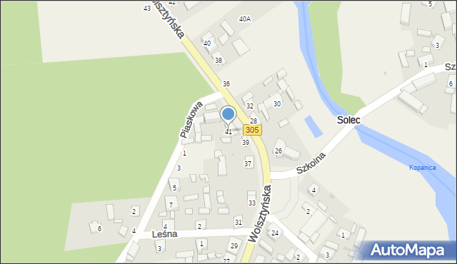 Solec, Wolsztyńska, 41, mapa Solec