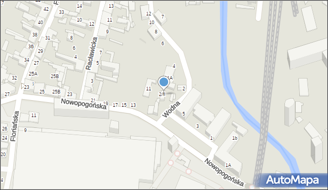 Sosnowiec, Wodna, 2/II, mapa Sosnowca