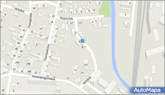 Sosnowiec, Wodna, 6, mapa Sosnowca