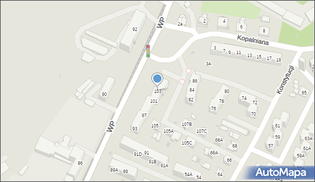 Sosnowiec, Wojska Polskiego, 103, mapa Sosnowca