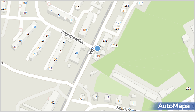 Sosnowiec, Wojska Polskiego, 119, mapa Sosnowca