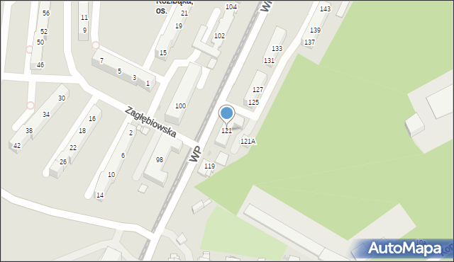 Sosnowiec, Wojska Polskiego, 121, mapa Sosnowca