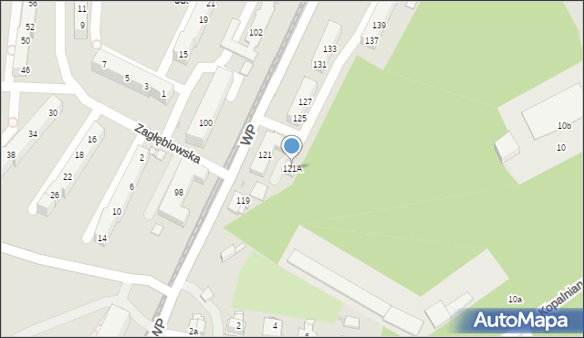 Sosnowiec, Wojska Polskiego, 121A, mapa Sosnowca