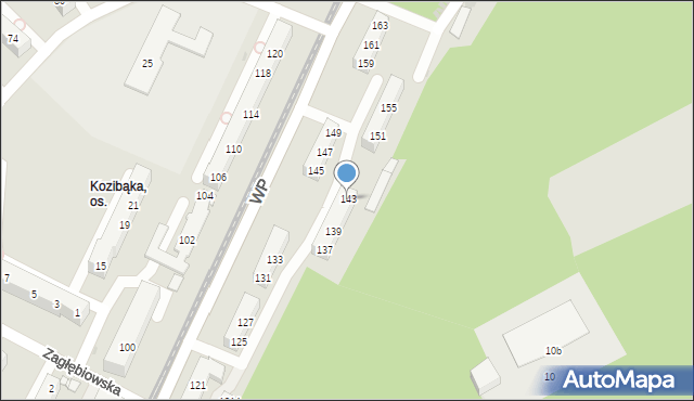 Sosnowiec, Wojska Polskiego, 143, mapa Sosnowca