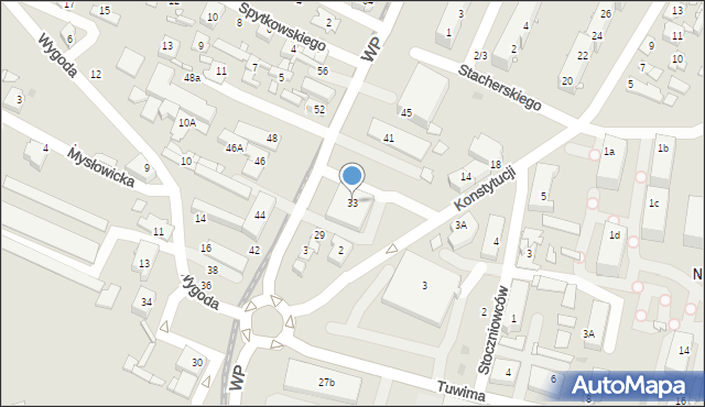 Sosnowiec, Wojska Polskiego, 33, mapa Sosnowca