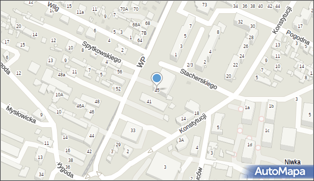 Sosnowiec, Wojska Polskiego, 45, mapa Sosnowca