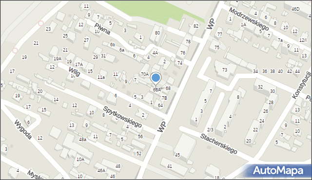 Sosnowiec, Wojska Polskiego, 68A, mapa Sosnowca