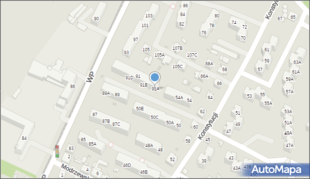 Sosnowiec, Wojska Polskiego, 91A, mapa Sosnowca