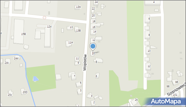 Sosnowiec, Wopistów, 10, mapa Sosnowca