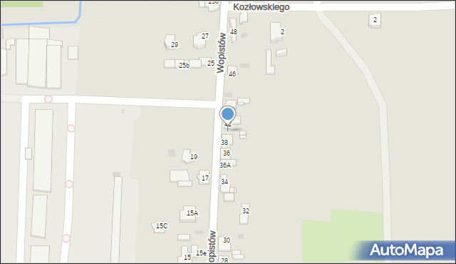 Sosnowiec, Wopistów, 40, mapa Sosnowca