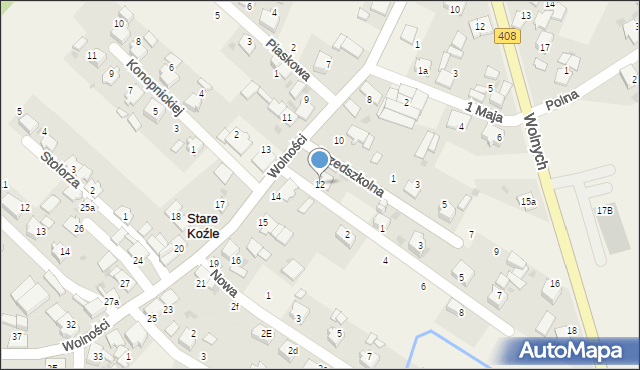Stare Koźle, Wolności, 12, mapa Stare Koźle
