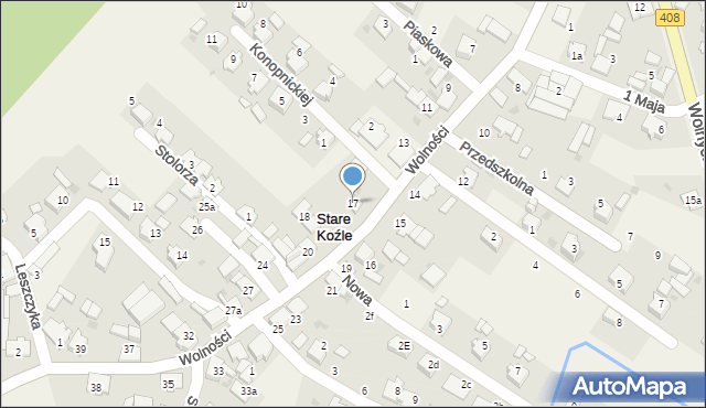 Stare Koźle, Wolności, 17, mapa Stare Koźle