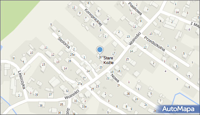Stare Koźle, Wolności, 18, mapa Stare Koźle