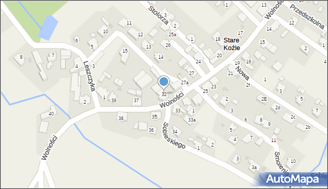 Stare Koźle, Wolności, 32, mapa Stare Koźle