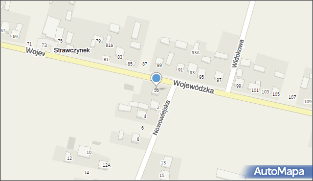 Strawczynek, Wojewódzka, 56, mapa Strawczynek