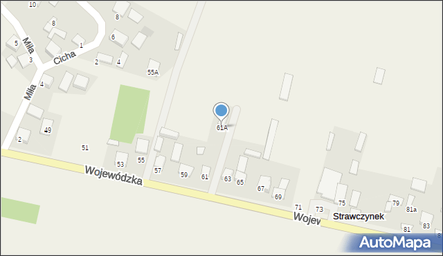 Strawczynek, Wojewódzka, 61A, mapa Strawczynek