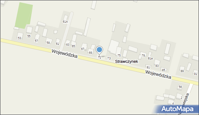 Strawczynek, Wojewódzka, 71, mapa Strawczynek