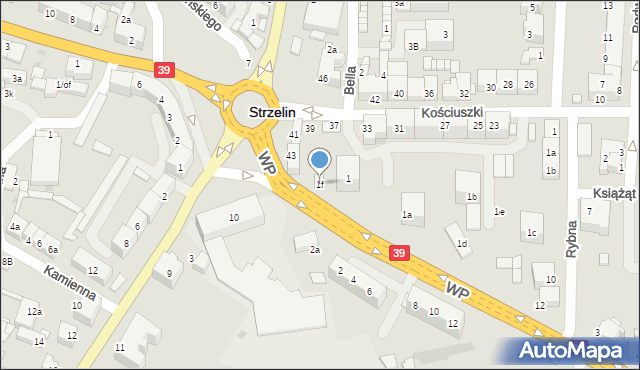 Strzelin, Wojska Polskiego, 1f, mapa Strzelin