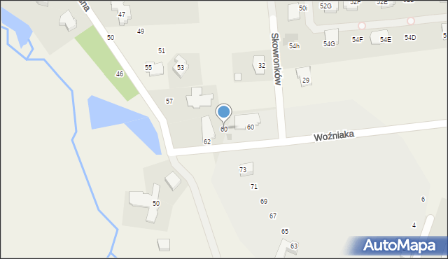 Suchy Las, Woźniaka Michała, ks., 60, mapa Suchy Las