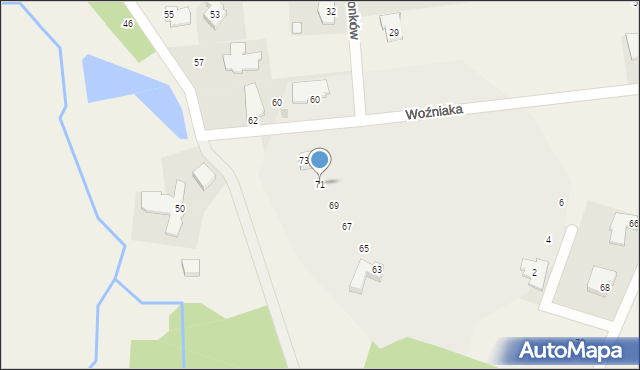 Suchy Las, Woźniaka Michała, ks., 71, mapa Suchy Las