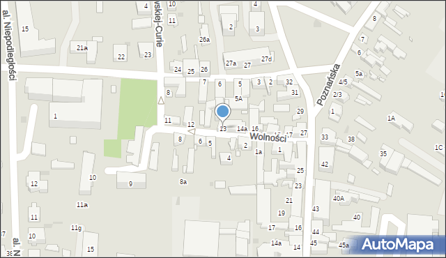 Sulechów, Wolności, 13, mapa Sulechów