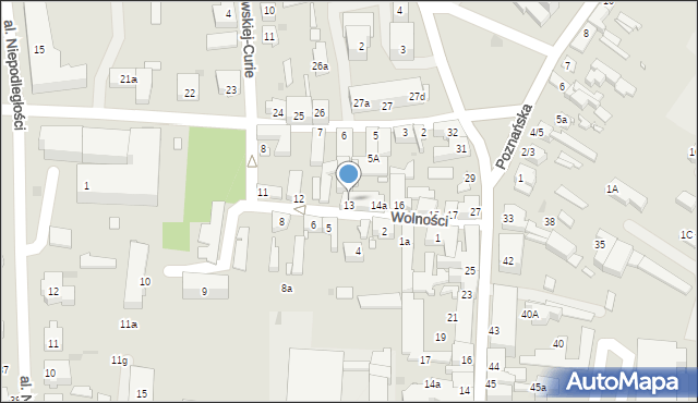 Sulechów, Wolności, 14, mapa Sulechów