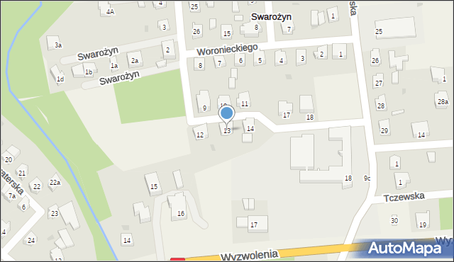 Swarożyn, Woronieckiego, 13, mapa Swarożyn