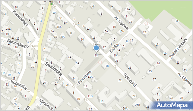 Świebodzice, Wolności, 14, mapa Świebodzice