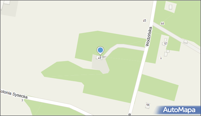 Syski, Wodzińska, 43, mapa Syski