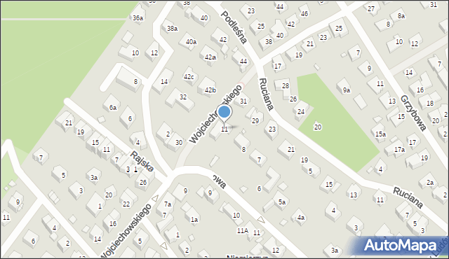 Szczecin, Wojciechowskiego Stanisława, 11, mapa Szczecina