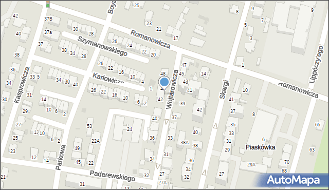 Tarnów, Wojtarowicza Józefa, 42-46, mapa Tarnów