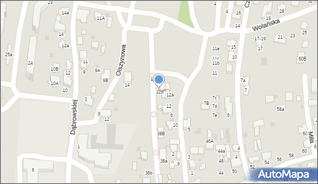 Tarnów, Wolańska, 12d, mapa Tarnów